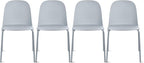 2xhome Modern Stackable Armless Dining Chair | Plastic Shell Seat with Metal Legs | Indoor or Outdoor Use | Home Kitchen Patio (4, Grey, No Padding) by 2xhome