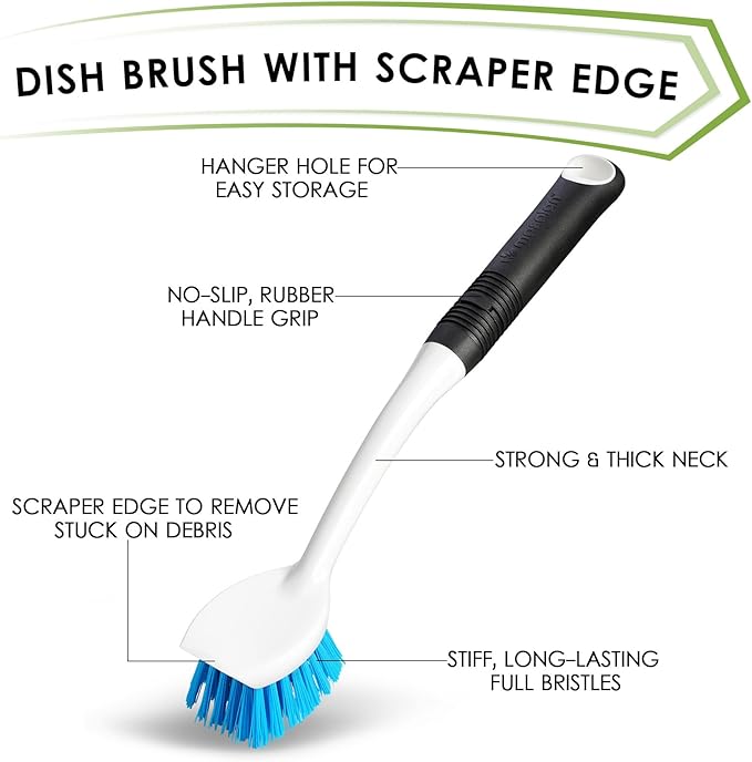 Dish Brush Set of 3 with Water Bottle Brush, Dish Scrub Brush and Scrubber Brush - Image 4