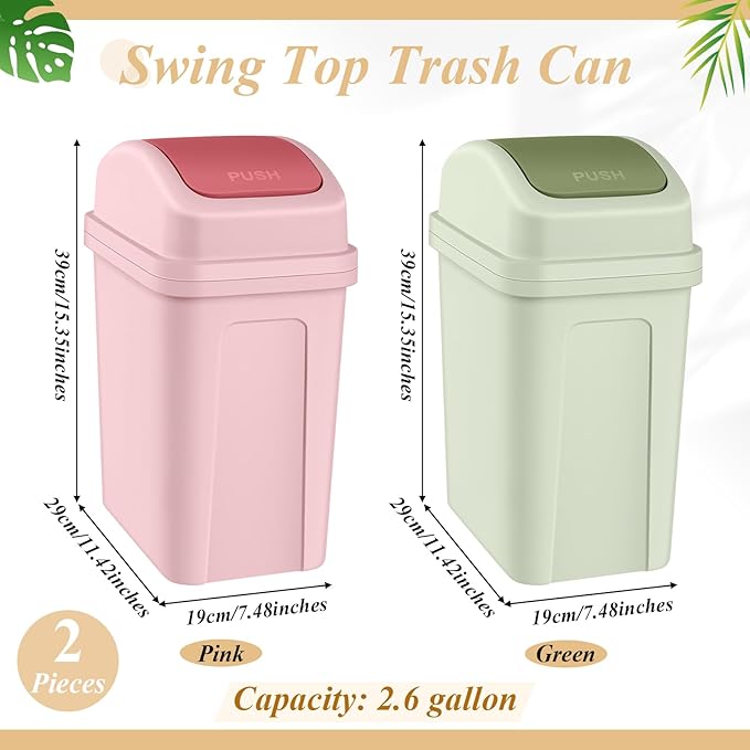 Sumind 2 Pcs 2.6 Gallon Bathroom Trash Can - Image 2