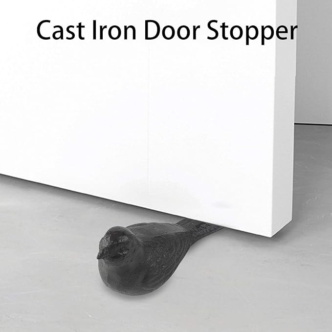 Door Stopper for Floor Decorative Cute Bird Heavy Duty Cast Iron Door Stop - Image 2