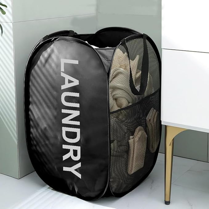 Larpur Pop Up Laundry Baskets, 2 Pack Mesh Laundry Hampers Collapsible Clothes - Image 5