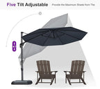 PURPLE LEAF 10 Feet Patio Umbrella with Base Outdoor Cantilever Round Umbrella Aluminum Offset Umbrella with 360-degree Rotation for Garden Deck Pool Patio, Grey - Image 7