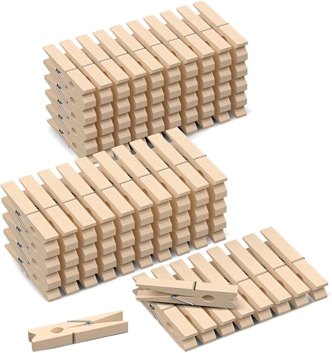 100 Pack Wooden Clothespins 2.9 Inch, Heavy-Duty Wood Rust-Resistant Clothes by DUIJINYU
