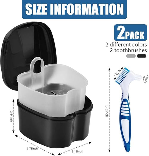 2 Pack Denture Bath Case Cup Box Holder Storage Container - Image 2