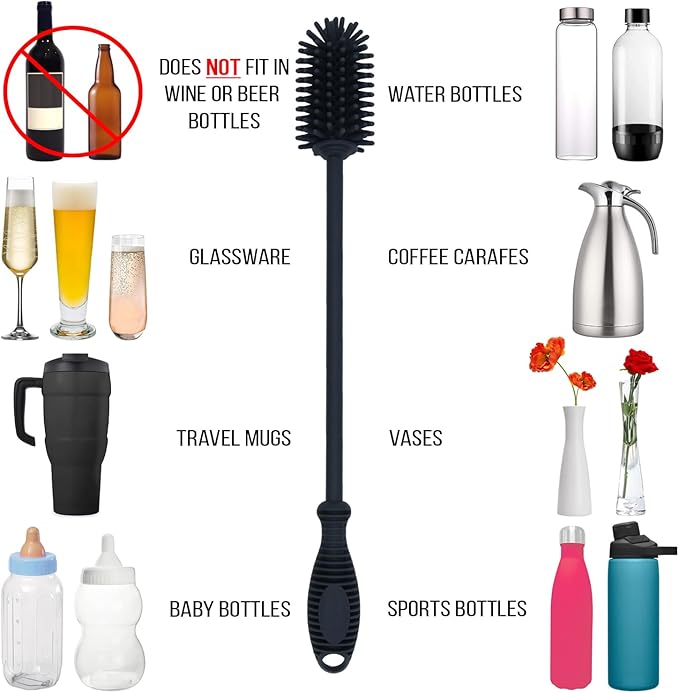 12.5" Silicone Bottle Brush & Straw Cleaner Brush Set | Water Bottle Cleaner - Image 5
