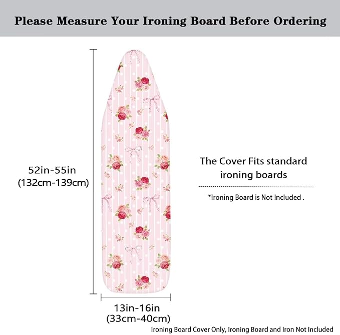 Bowknot Rose Flower Ironing Board Cover Elastic Edge - Image 5
