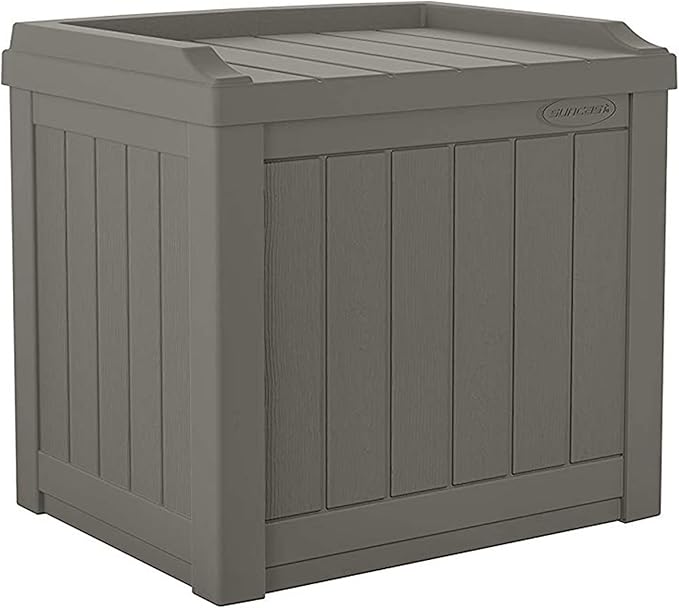 Suncast 22 Gallon Indoor or Outdoor Backyard Patio Small Storage Deck Box with Attractive Bench Seat and Reinforced Lid, Stone (4 Pack) - Image 6