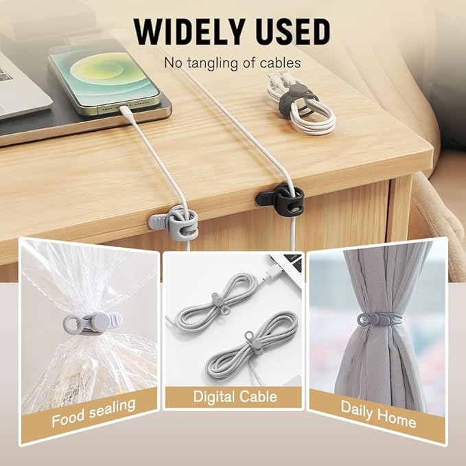 Silicone Cable Ties, Magnetic Data Cable Organizers Reusable Cable Ties Wire - Image 4