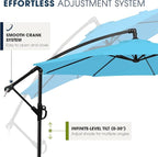 wikiwiki 10ft Patio Umbrella with Base Included, Outdoor Offset Cantilever Umbrella with Sandbag Base for Backyard, Garden and Pool, Easy to Tilt and Crank, Sky Blue - Image 5