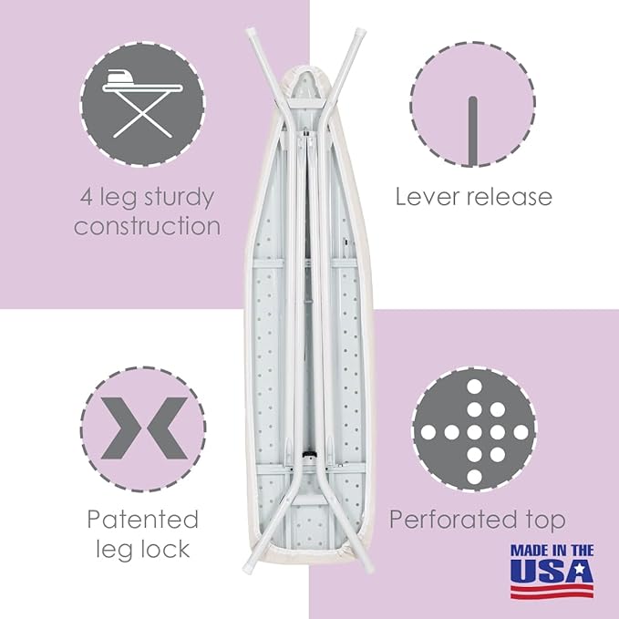 Full Size Ironing Board Made in USA – Beige by Seymour Home Products 4 - Image 4