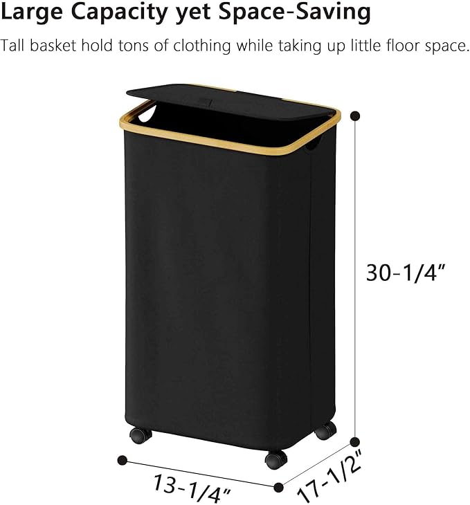 SUOCO Laundry Hamper on Wheels 100L, Clothes Basket - Image 5