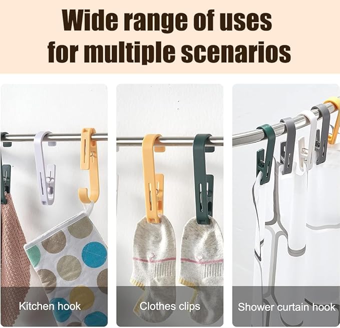 6Pcs Laundry Hooks with Clips Hanger Closet Organizer Clamps Hanging Socks Boot - Image 6
