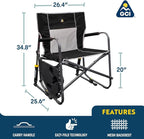 GCI OUTDOOR Freestyle Rocker XL with Side Table Camping Chair | Portable Folding Rocking Chair with Solid, Durable Armrests, Drink Holder & Comfortable Backrest — Red - Image 3