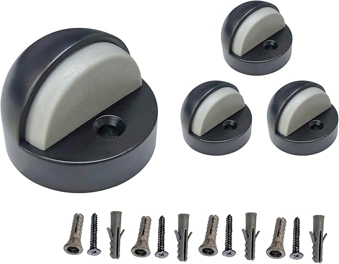 QCAA High Dome Floor Door Stop, 1-11/16" x 1-3/16", Zinc Die Cast, Matte Black by QCAAHardware