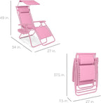 Best Choice Products Folding Zero Gravity Outdoor Recliner Patio Lounge Chair w/Adjustable Canopy Shade, Headrest, Side Accessory Tray, Textilene Mesh - Carnation - Image 2