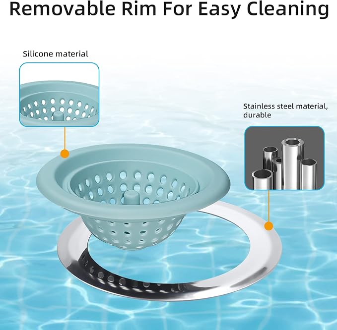 2 PCS Kitchen Stainless Silicone Sink Strainer, 4.5 inch Diameter… - Image 6