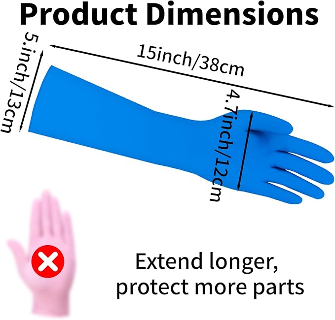 Long Sleeves Durable Disposable Nitrile White Gloves 15inches, Household - Image 7