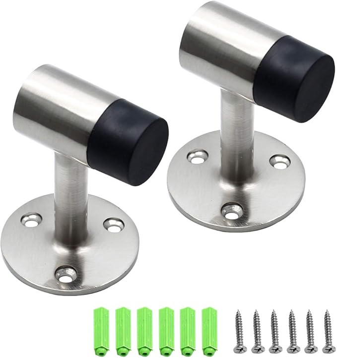 3 Inch / 75mm Heavy Duty Floor Stop, Door Stopper Stainless Steel Brushed Nickel by PHITUODA