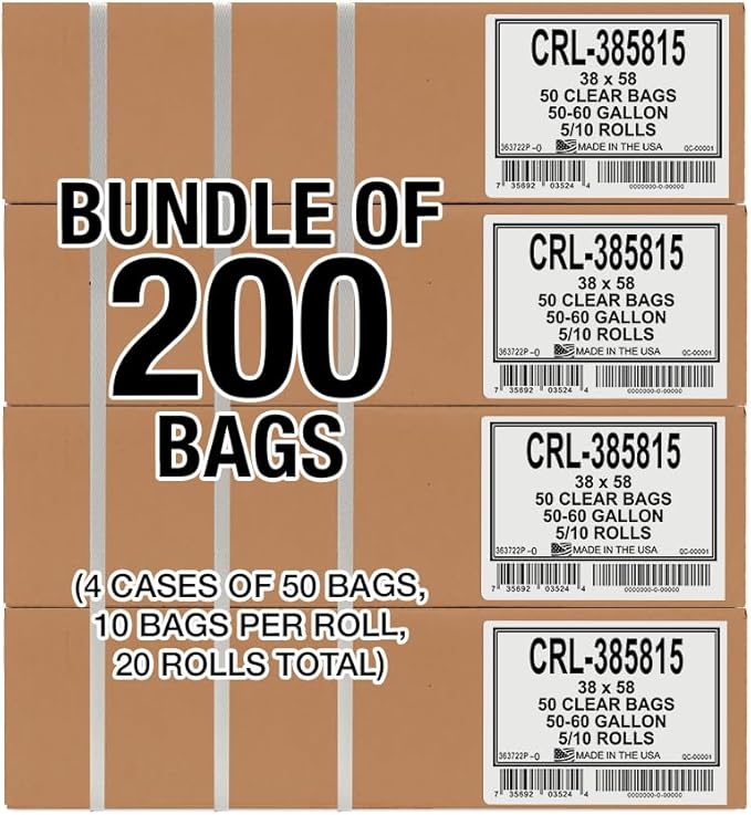 Aluf Plastics 55-60 Gallon 1.5 MIL Clear Garbage Bags - Image 7