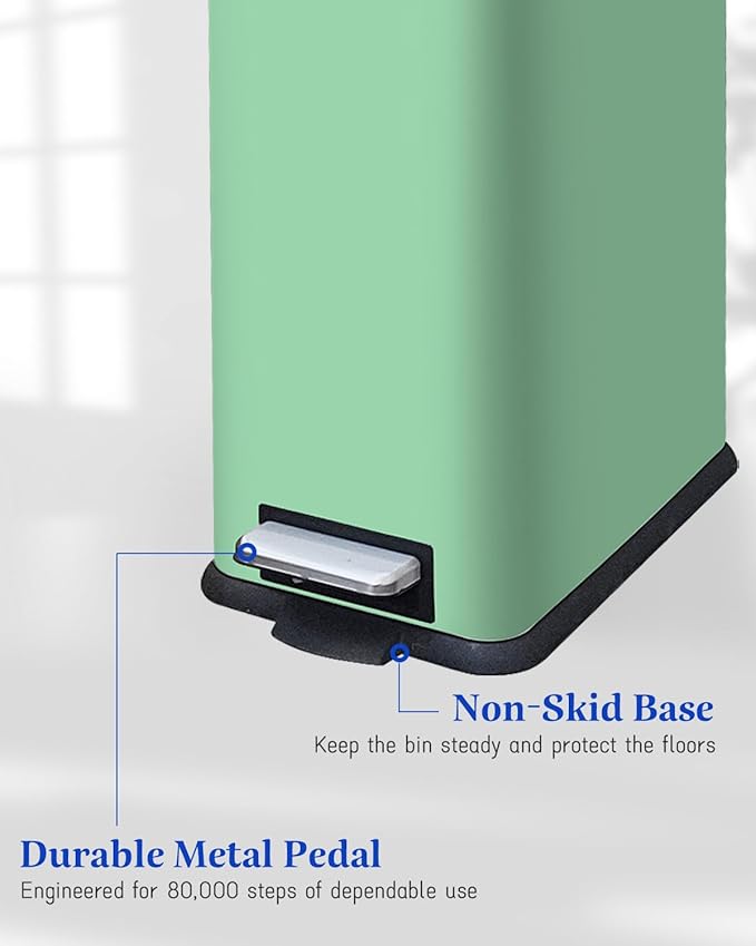 12 Gallon Slim Kitchen Trash Can, Stainless Steel Trash Can - Image 7