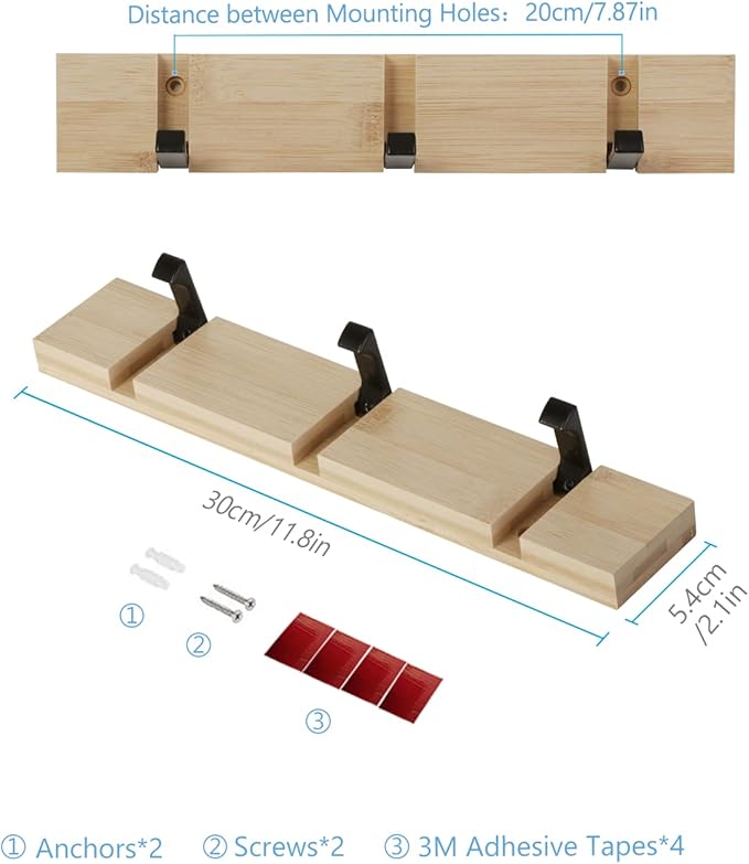 JSVER Coat Rack Wall Mount Coat Hooks, Coat Hooks Wall Mounted - Image 4