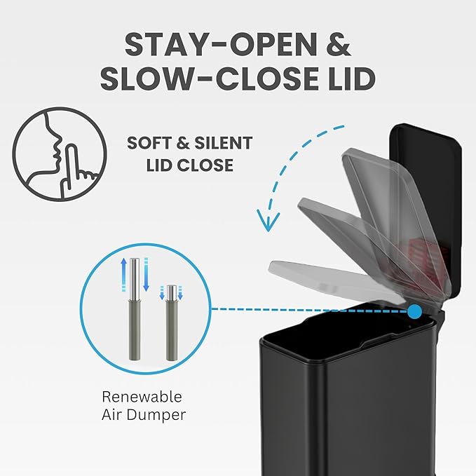 iTouchless 3 Gallon Slim Bathroom Trash Can - Image 3
