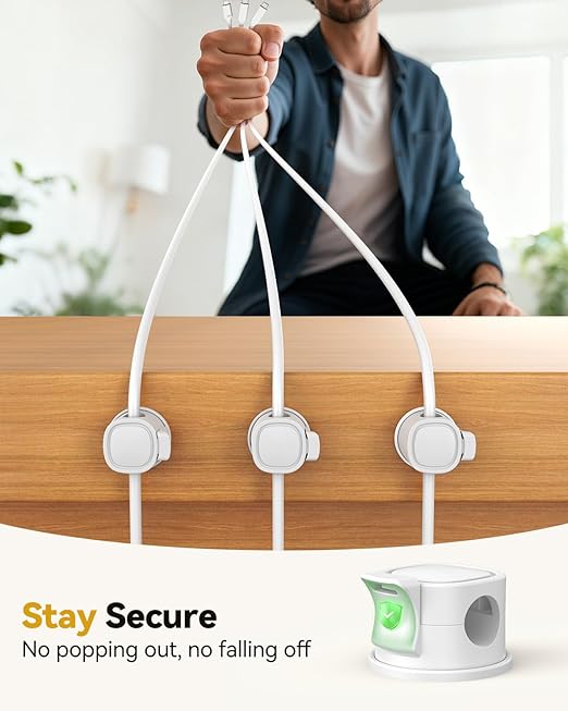 8Pack Rotatable Cord Organizer, Spring Cable Clips - Image 3