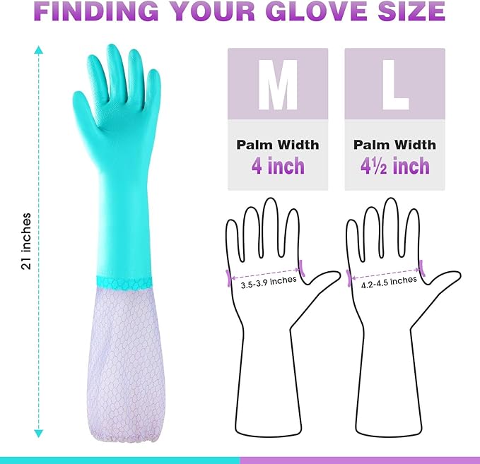 Elgood Reusable Long Sleeve Dishwashing Cleaning Gloves - Image 5