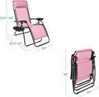 Best Choice Products Set of 2 Adjustable Steel Mesh Zero Gravity Lounge Chair Recliners w/Pillows and Cup Holder Trays - Bubblegum Pink/Black - Image 2
