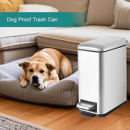 Small Bathroom Trash Can with Lid, 1.3 Gallon Stainless Steel Trash Can with - Image 6