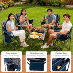 FAIR WIND 2 Pack Heavy Duty Camping Chair, Oversized Padded Folding Chair for Big and Tall (450lbs), Extra Wide Seat with Integrated Cooler & Storage Pocket, Adjustable Lumbar Support for Outdoor - Image 8