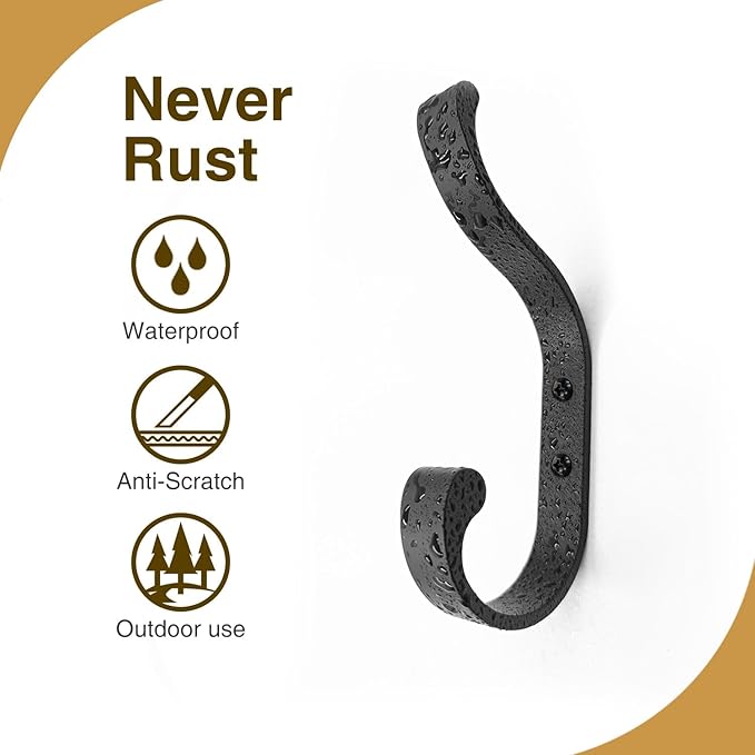 Coat Hooks Wall Mount for Hanging, Heavy Duty Backpack Hooks for Wall, Hold up - Image 7
