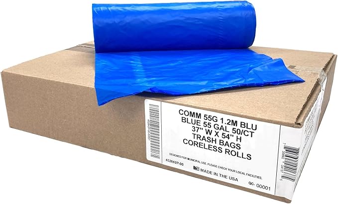 Ultrasac Heavy Duty 55 Gallon Blue Trash Bags - Image 3