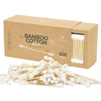 600 Pack Organic Cotton Swabs Natural Cotton Swabs by GREENZLA