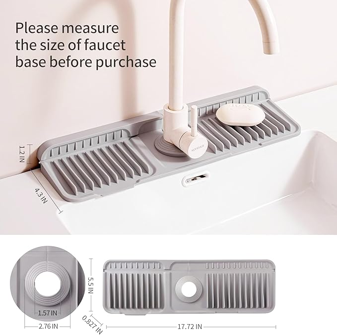 Folding Faucet Mat for Kitchen Sink Upgraded Premium Silicone Splash Guard - Image 2