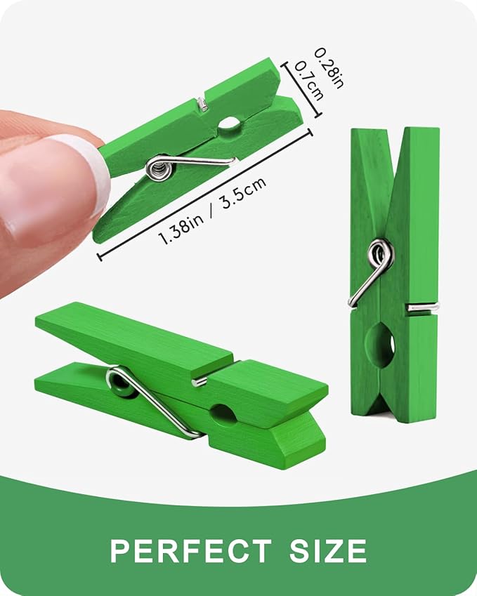 Mini Clothes Pins Wooden Colored Green Small Clothespins - Image 4