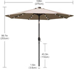 ABCCANOPY Durable Solar Led Patio Umbrellas with 32LED Lights 9FT (khaki) - Image 3