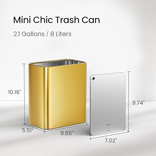 Cesun Small Bathroom Trash Can 2.1 Gallon Wastebasket, Modern Metal Garbage Can - Image 3