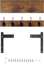 Wall Hooks with Shelf, Wood Coat Rack with Shelf Wall-Mounted, Entryway Hanging - Image 9