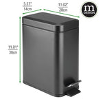 mDesign Metal Freestanding Slim Toilet Bowl Brush and Holder + Rectangle Narrow - Image 5