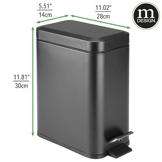 mDesign Metal Freestanding Slim Toilet Bowl Brush and Holder + Rectangle Narrow - Image 5