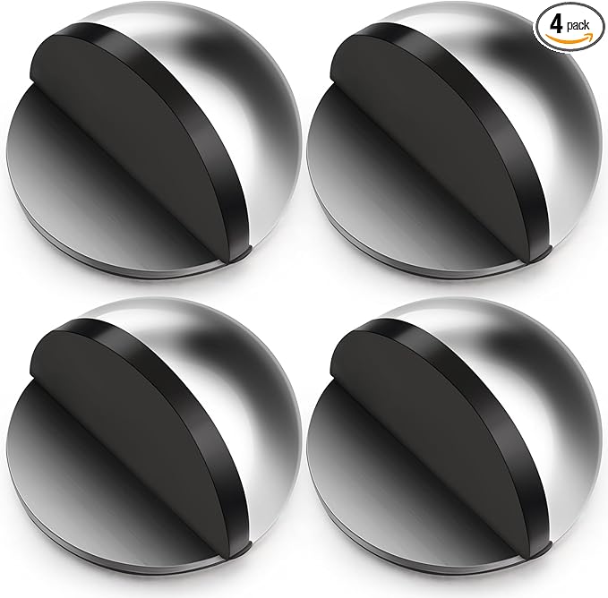 4 Pcs Self Adhesive Door Stoppers, Stainless Steel Floor Door Stop Wall by Unknown