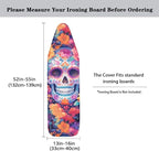 Skull Flower Steam Ironing Board Cover Standard Size 15" X 54", Watercolor - Image 3