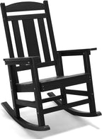LUE BONA Outdoor Rocking Chairs Set of 4, Weather Resistant HDPS Poly Rocker Chairs, 350lb Heavy Duty, Oversized Porch Rocker for Adult, High Back Smooth Rocking Chairs for Outdoor & Indoor, Black - Image 8