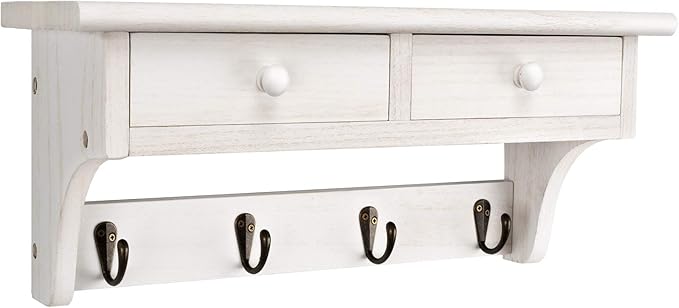 Emfogo Coat Hooks Wall Mounted, Rustic Wood Coat Rack Wall Mount Shelf by Emfogo