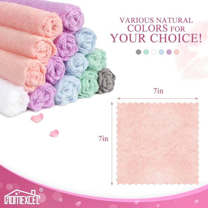 HOMEXCEL Premium Makeup Remover Cloth 24 Pack, Reusable Super Soft 7 x 7 Inch - Image 7
