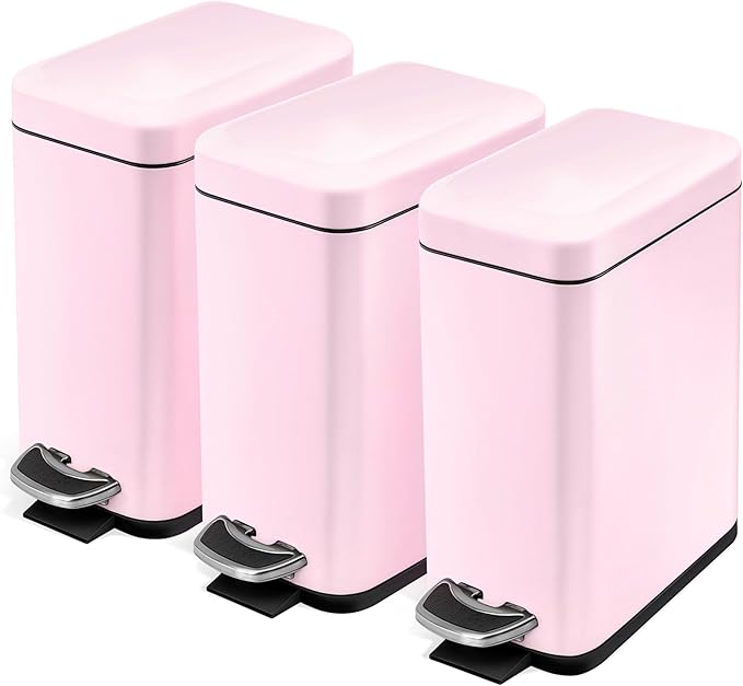 Home Zone Living 3-Pack 1.3 Gallon Small Pink Bathroom Trash Can by HomeZoneLiving
