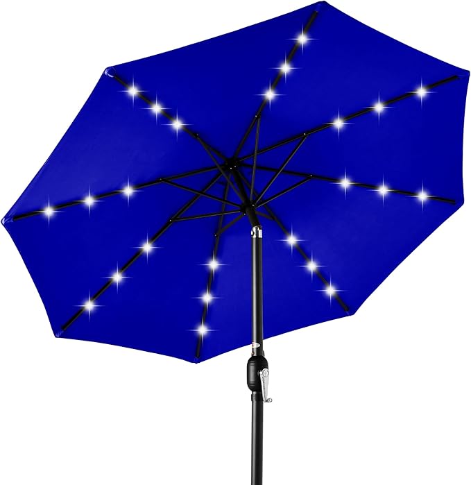 Best Choice Products 10ft Solar Polyester LED Lighted Patio Umbrella w/Tilt Adjustment and UV-Resistant Fabric by BestChoiceProducts