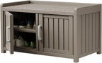 Storage Bench - 2 Doors Waterproof Resin Shoe Bench with Adjustable Shelves - Indoor & Outdoor Use, Entryway Bench with Seating for Bedroom, Living Room, Hallway - Grey by Outdoorchairs