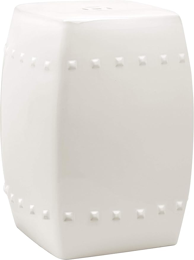 Safavieh Villa Glazed Ceramic Decorative Garden Stool, Cream by SAFAVIEH